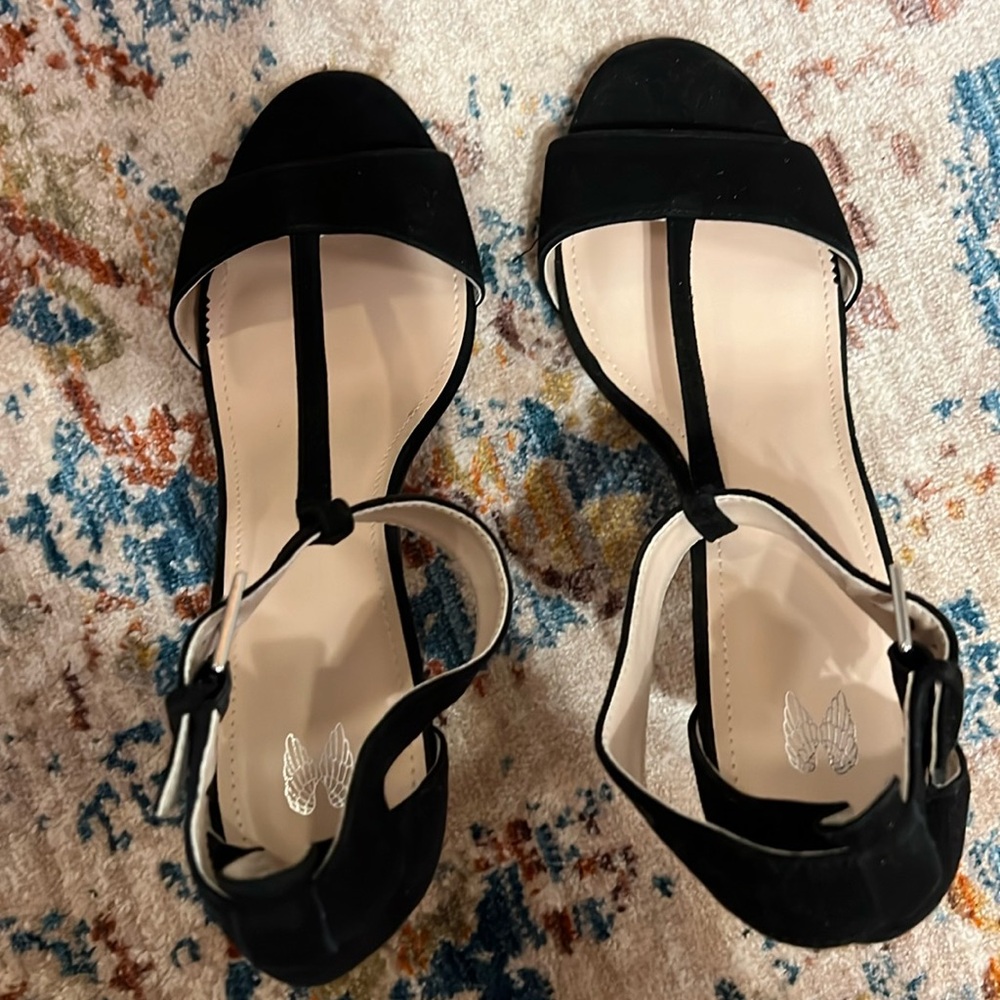 Black suede heels